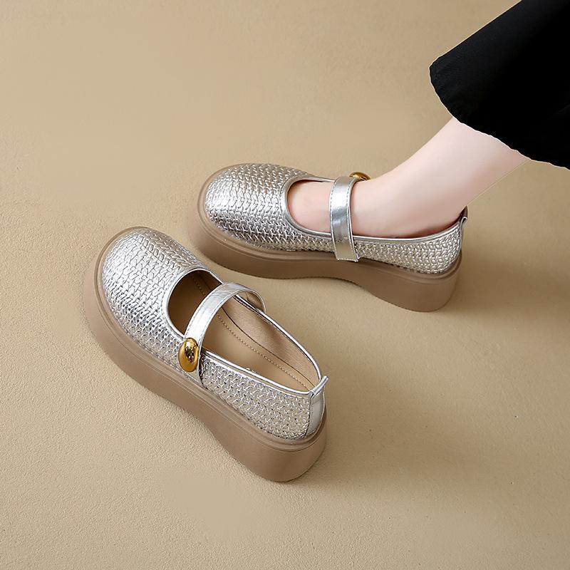 Mary Jane Women's Shoes Single Shoes 2025 Spring and Summer New Models with Skirts French Light Mouth Low Heel Thick Heel Soft Sole Small Leather Sho