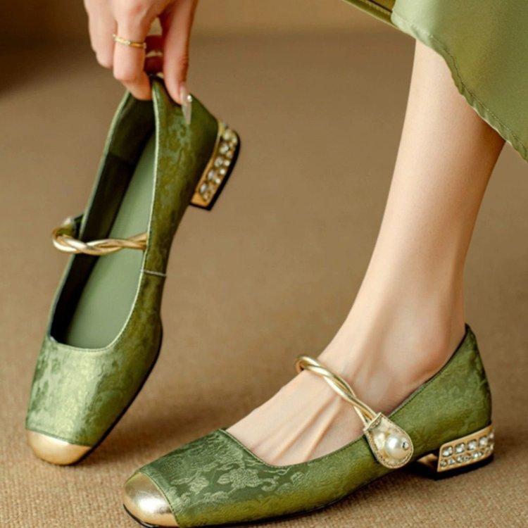 National Style New Chinese Mary Jane Shoes 2025 Spring and Summer New Retro Versatile French Shallow Mouth Single Shoes Lightweight Dopamine