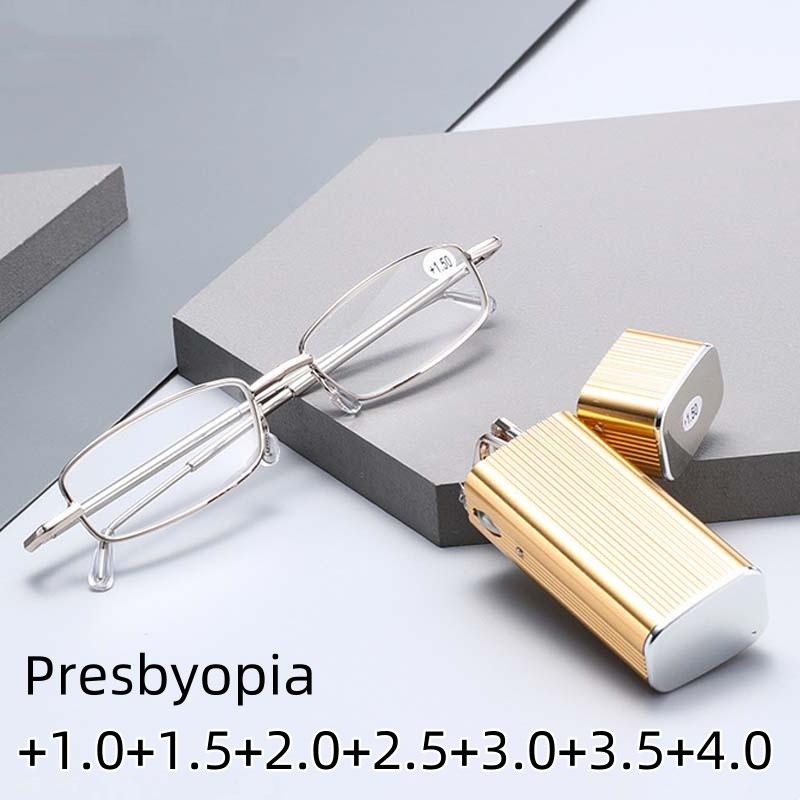 Luxury Anti Blue Light Reading Glasses Foldable Ultra Light Presbyopia Eyewear HD Vision Portable