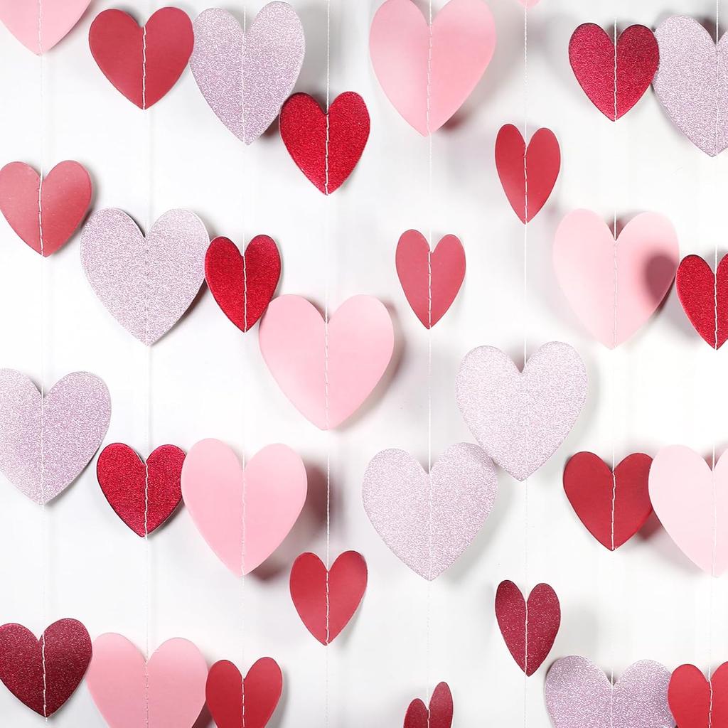 200 Pcs Iridescent Heart-52 FT Garland Party-Decorations Streamers Banner - Disco Kpop Birthday Holiday Girls Dancing Queen Princess Bachelorette