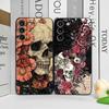 Retro Gothic Night Flower Skull Head Printed Phone Case for Samsung Galaxy S26 S25 S24+ S23 Ultra S22 Plus S20 S21 FE Soft Cover