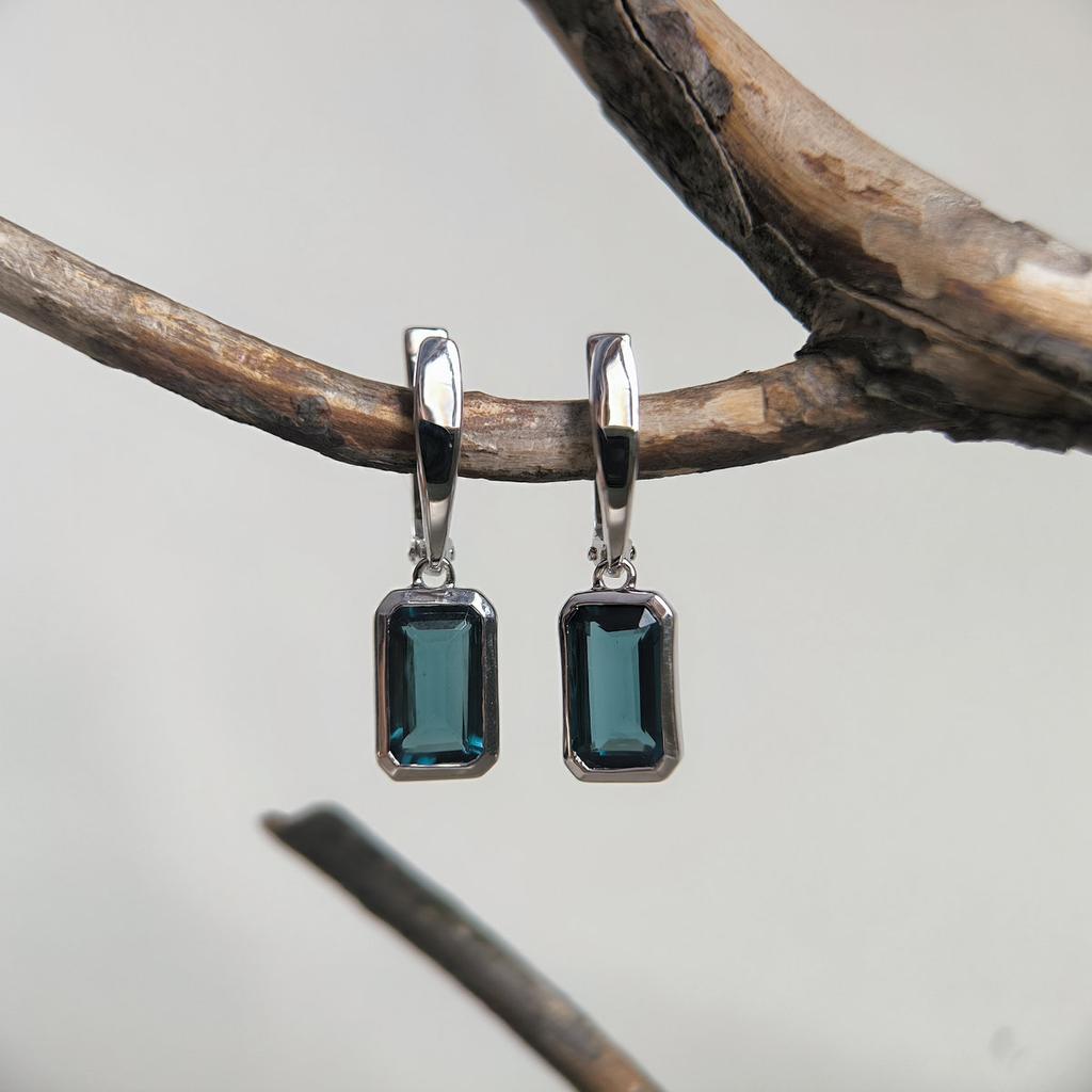 Серебряные серьги с топазом Лондон Блю 3.6ct (2204909)