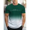 Gradient Letters Crew Neck Short Sleeve Alphabet Print T-Shirt Casual Weekend Wear for Men and Teens Vacation Resorts Spring/Summer/Fall