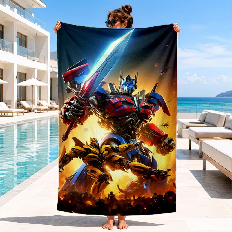 Car robots Battle Beach Towel, Super Soft Microfiber, Perfect Gift for Her/Him, Birthday, for Pool, Beach, Travel, Decor Beach Party
