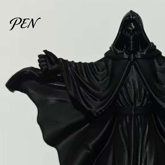 Durable Matte Black Decor 3D Printed Skeleton Figurine with Cloak, Gothic Statue, Spooky Tabletop Mysterious Character Sculpture Robe, Faceless