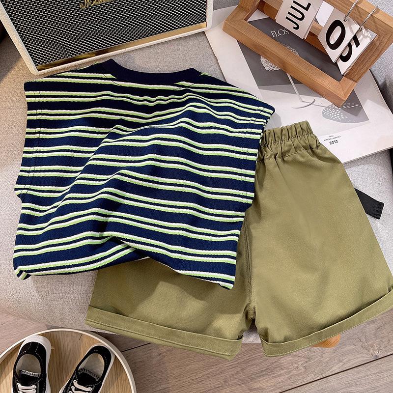 Boys' Summer Set Children's Clothing Baby Striped Clothes Vest Two-piece Set Shorts Children's Clothing
