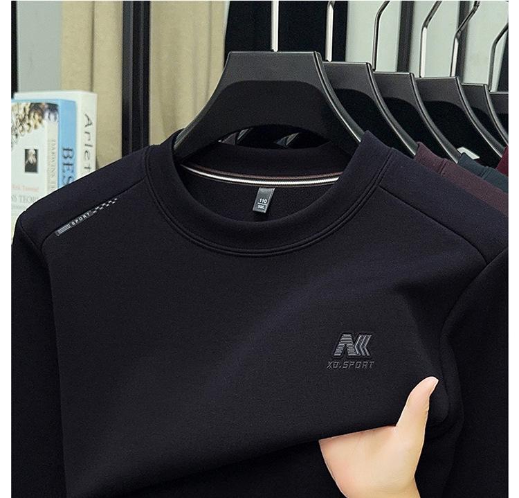 Men's Fleece-Lined Long Sleeve Wool Sweater - Casual Loose Fit, Autumn/Winter Style