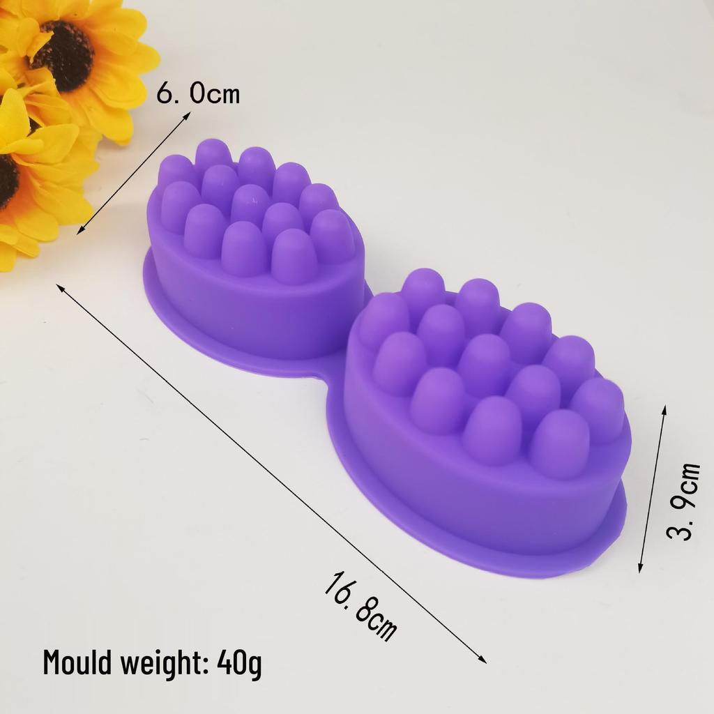 9-Cavity Oval Silicone Massage Soap Mold for DIY Handmade Soap