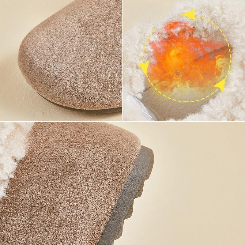 Women's Winter Warm Mini Snow Boots Fuzzy Faux Suede Walking Shoes for Women Casual Anti-Slip Comfortable Platform Short Booties With Faux Fur Lined