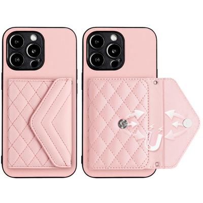 Custodia a portafoglio per telefono con paraurti in pelle con griglia di lusso, cavalletto per iPhone 15 14 13 Pro Max, Samsung Xiaomi Honor, supporto magnetico per cover posteriore