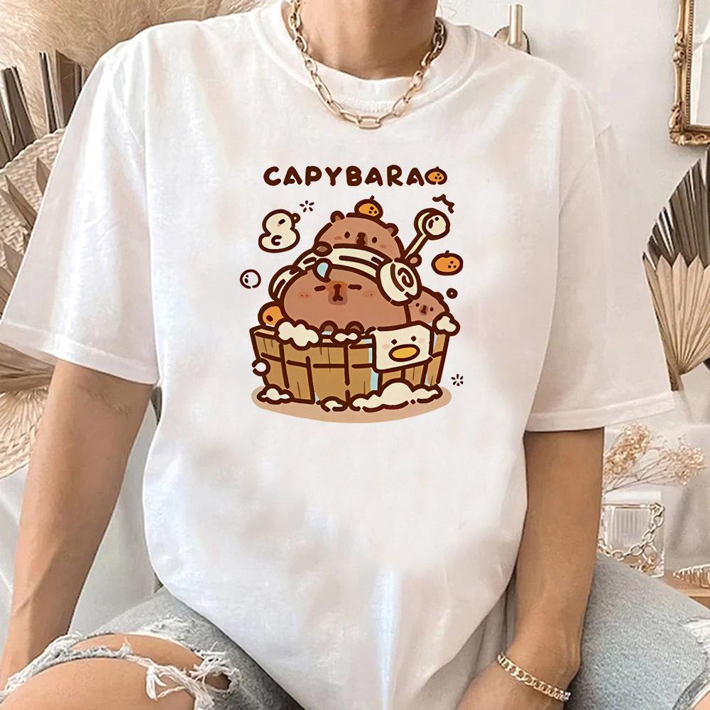 Capibara Capybara women 80s korean clothes Pop Culture Psychedelic Breathable t shirt Comfortable Classic women aesthetic