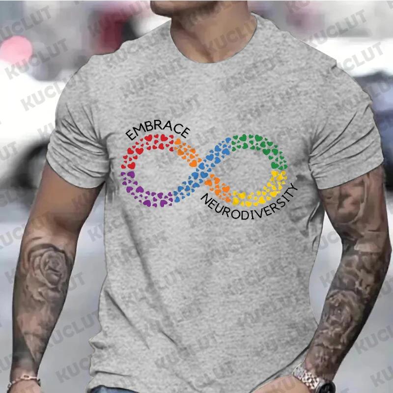 Men's Clothing Autism Neurodiversity Graphic Tee T-Shirt Autism Acceptance Infinity Hearts Symbol Embrace Tshirts Unisex Tops