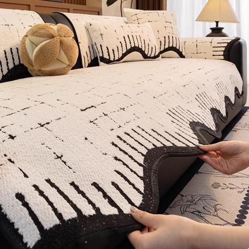 Machine Washable Irregular Plush Warm Sofa Cover For Winter Thickened Universal Anti Slip Anti Cat Scratch Seat Couch Cushion