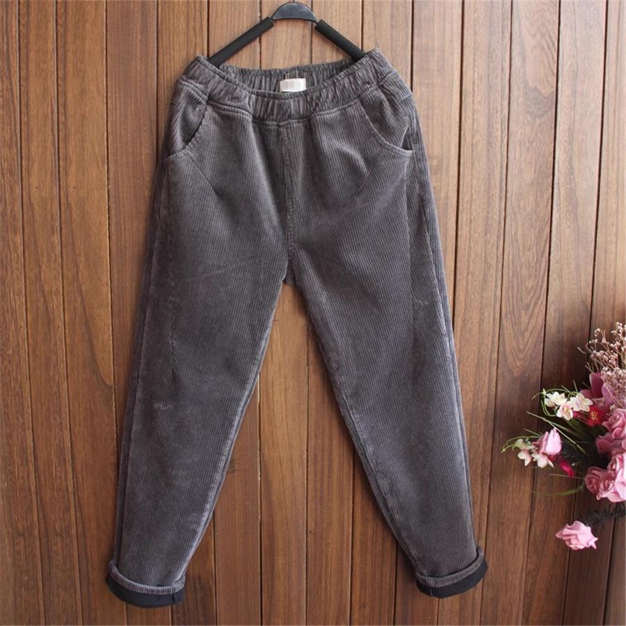 Winter Verdicken Baggy Haremshose Damen Hohe Taille Lässig Warm Samtgefüttert Hose Pantalones Schnee Kleidung Kord Ankle-length Spodnie