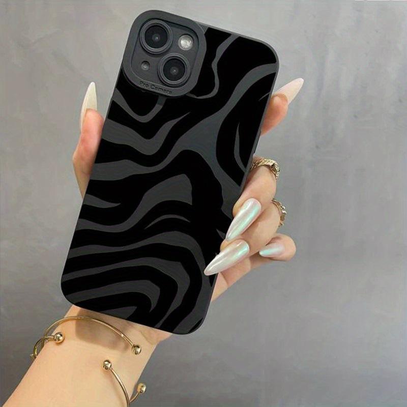 Black Zebra Pattern iPhone 15 Pro Max Case, Pupil Eye Design, Compatible with iPhone 14/13/12, Soft Silicone for Women.