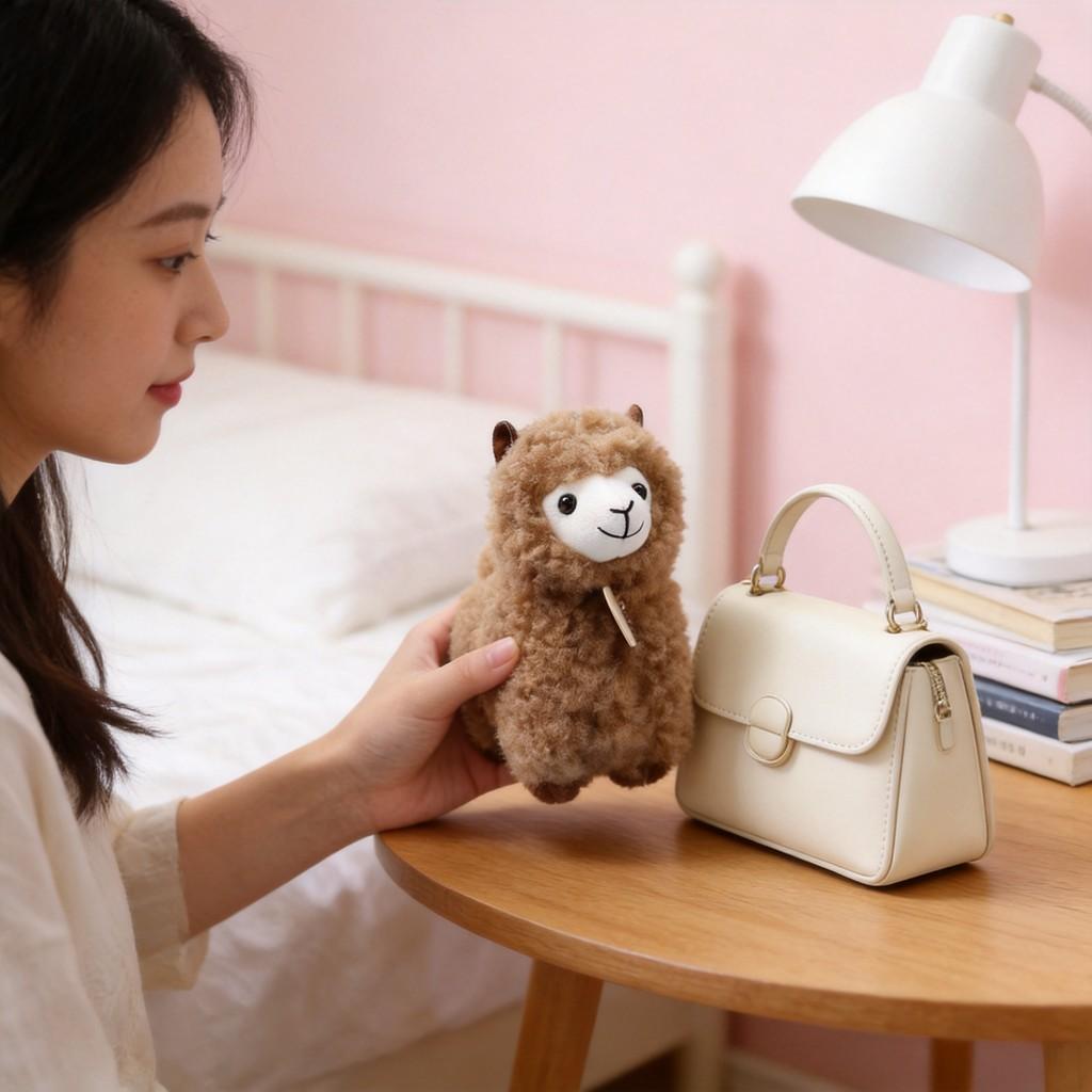 Alpaca Plushie Animal Toy With Polyester Filling For Children Girls Bag Charm Gift