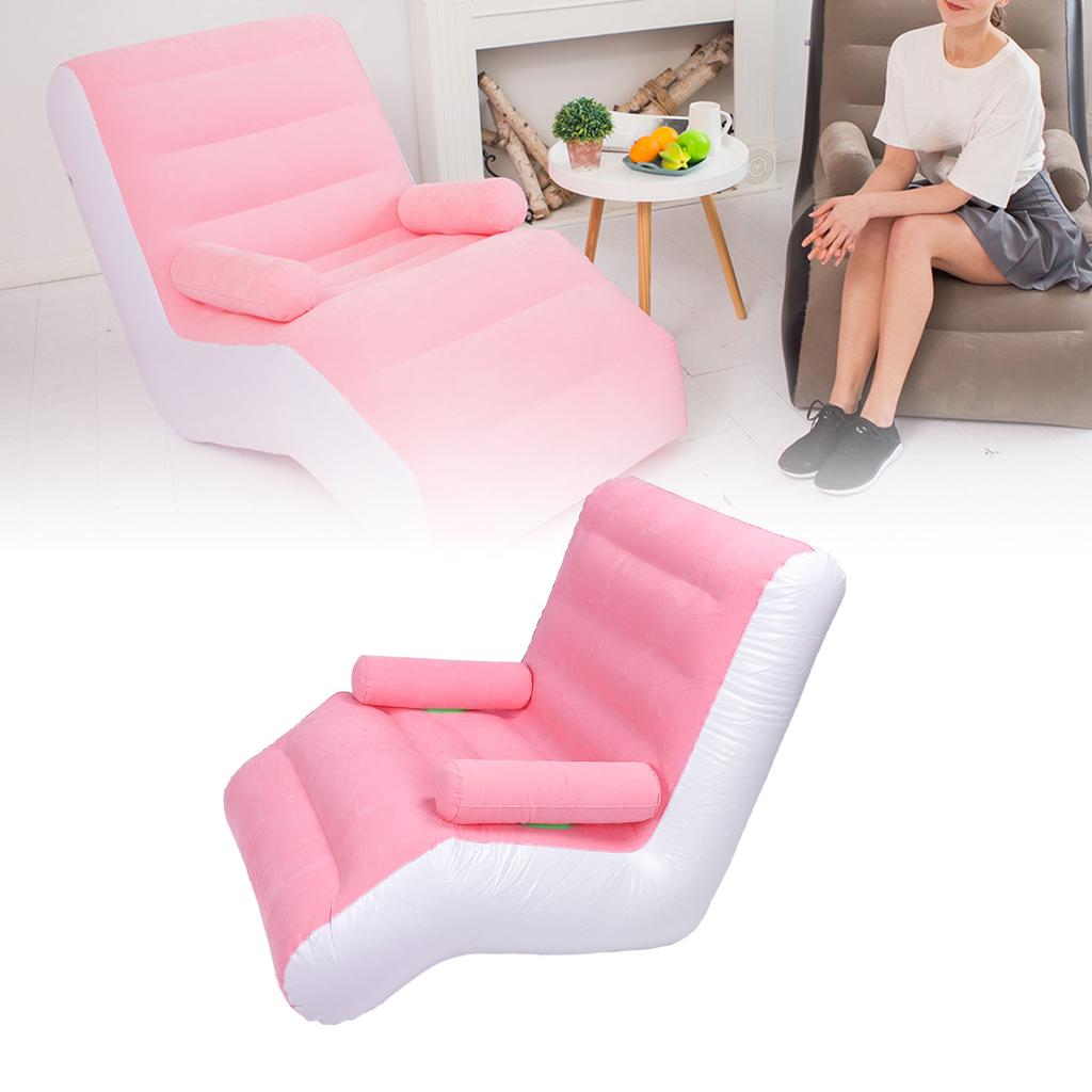 Inflatable Sofa Ergonomic S Shaped Portable Soft Flocking   Blow Up Couch for Home Travel  