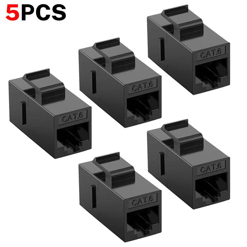 1/3/5PCS Cat6 RJ45 Keystone Coupler Network Ethernet Dual Straight Head Lan Cable Connectors Internet CAT 6 6a Extender Plug