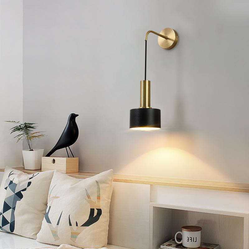 Kreative nordische Pendel-Wandleuchte Postmodernes Nachttisch E27 Lampenkopf Wandleuchte Schwarz/Gold Schlafzimmer Nachttisch Wandleuchte