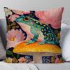 Interesting Retro Frog Pillow Case Fashion Square Pillowcase Bedroom Sofa Room Ins Decoration Leisure