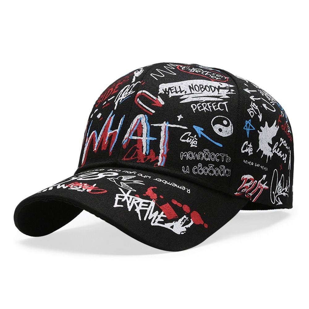 

Бейсболка в стиле хип-хоп с принтом, козырек, повседневная солнцезащитная шляпа для мужчин и женщин Black