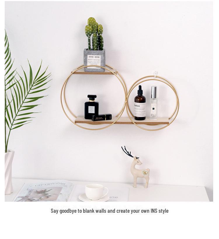 Raft rotund de perete suspendat pentru decorarea dormitorului, instalare fără perforare