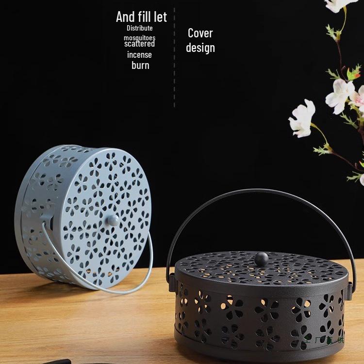 Fireproof Anti-Scald Mosquito Coil Holder with Lid - Iron Incense Burner for Indoor Use