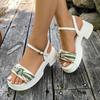 Mode 2025 Neue Schuhe Damen Schnallenriemen Damen Sandalen Mode Farbabstimmung Kleid Sommer Vielseitig Rutschfest Absatzsandalen Zapatos