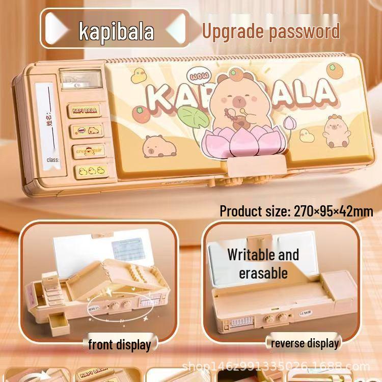 Multifunctional Mechanical Pencil Box with Password Lock - Boys' Style, Black Technology 2025.