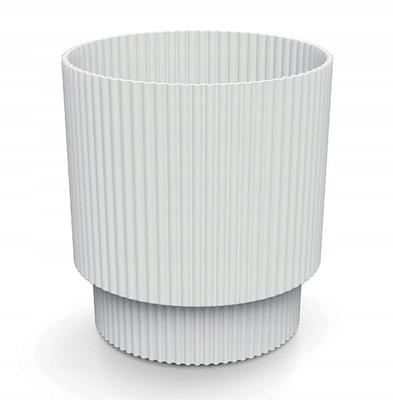 White Ribbed Plastic Flowerpot On a Stem, 138x128 Cm, Milly Round Cover