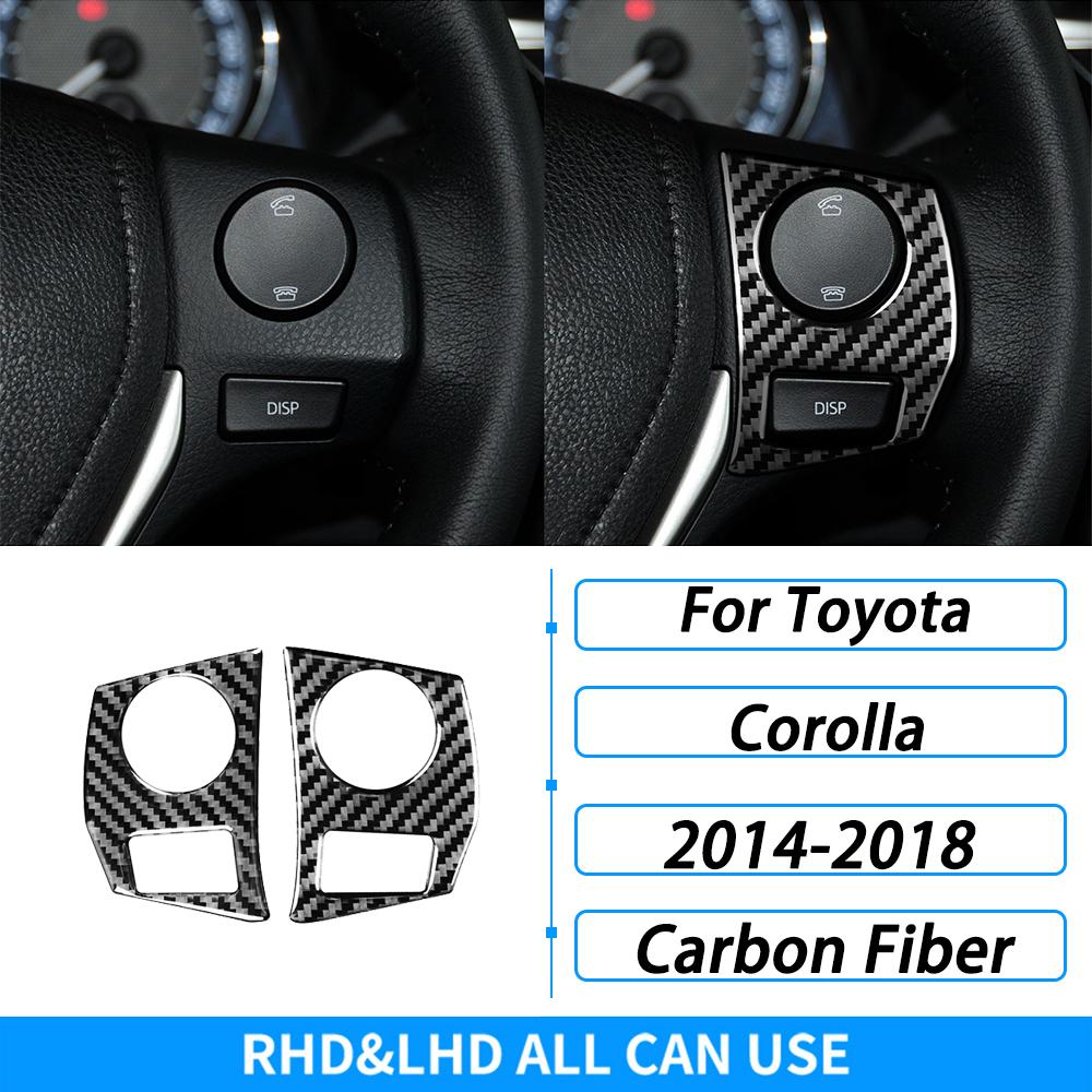 For Toyota Corolla 2014-2018 Steering Wheel Button Trim Sticker Black Carbon Fiber Cover Interior Accessories Upgrade Decor Styl