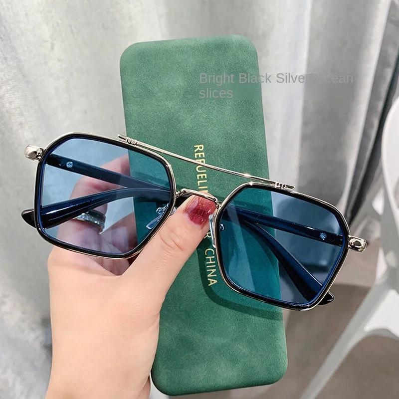 New Double Beam Men'S Sunglasses Ocean Blue Woman Eyewear Driving Sun Shading Glasses Outdoor Fishing Uv400