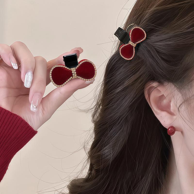 1/2Pcs Velvet Bow Small Hair Claw Sweet Princess Head Hair Clip Clamp Women Girls Forehead Bangs Side Clip Hairpin Shark Clip