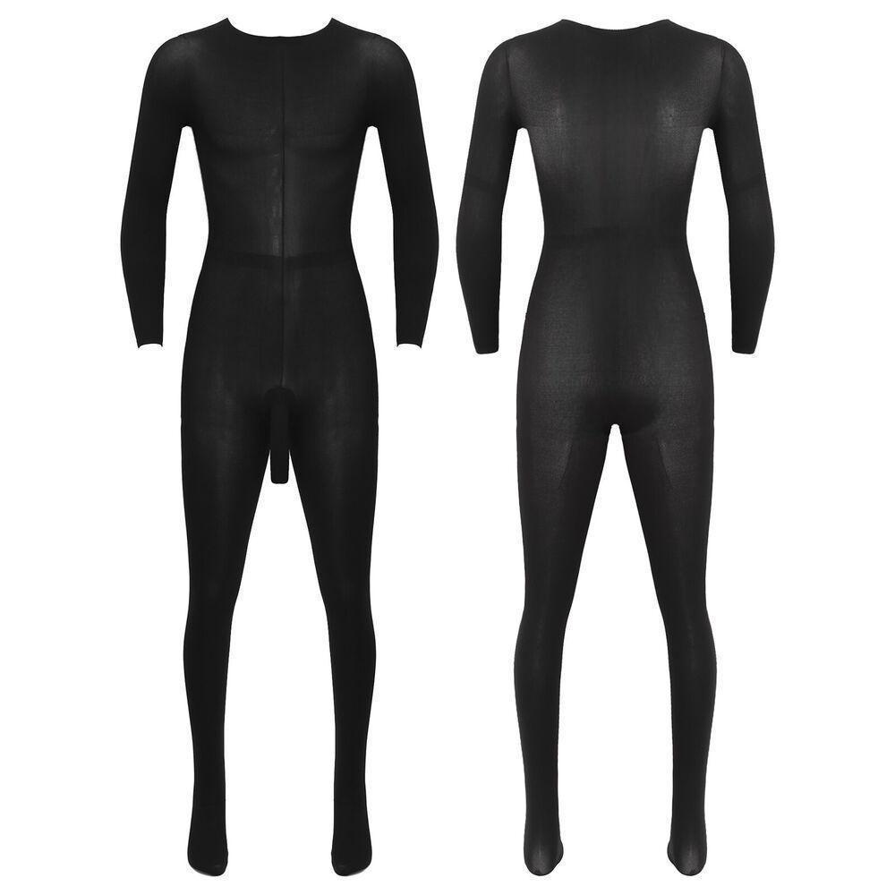 Transparent Long Sleeve Teddies Bodysuits Underwear for Men Erotic Plus Size Body Suit Men Underwear Body Stocking