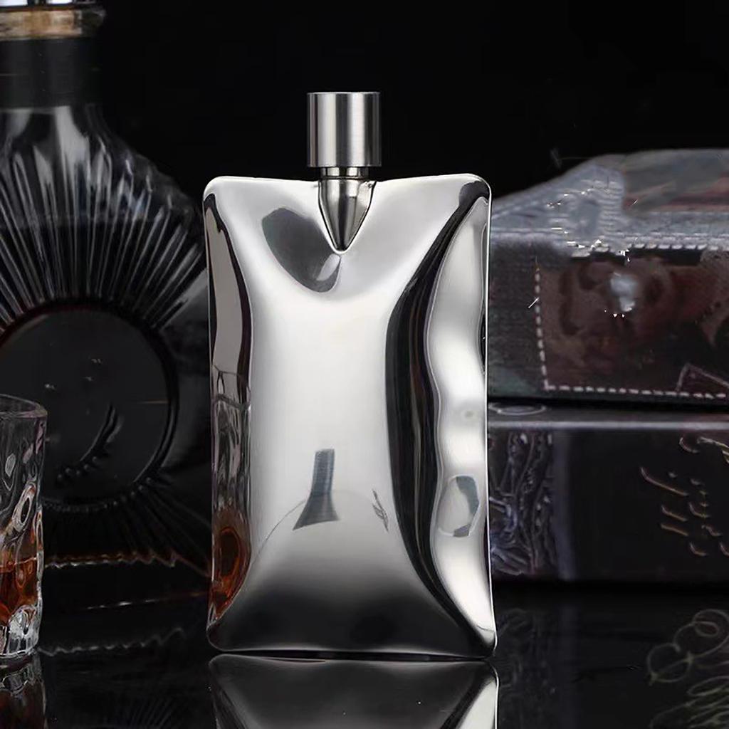 5oz 140ml 304 Edelstahl Wellige Oberfläche Spiegel Wasserbeutel Design Weinflasche Tragbarer Flachmann Trinkzubehör