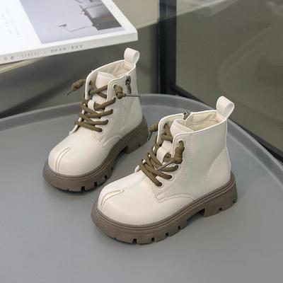 2024 Children Leather Shoes for Girls Autumn Winter New Fashion Korean Style Soft Bottom Anti-slippery Versatile Short Boots