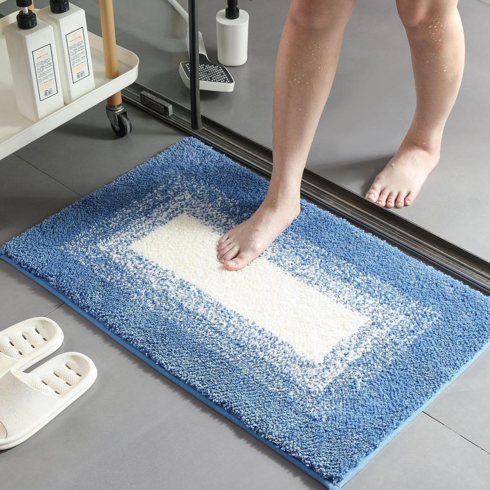 Gradient Bathroom Cashmere Thickening Mat Bath Non-slip Carpets In Wash Basin Bathtub Floor Rug Shower Room Doormat Memory Foam 3D Pad