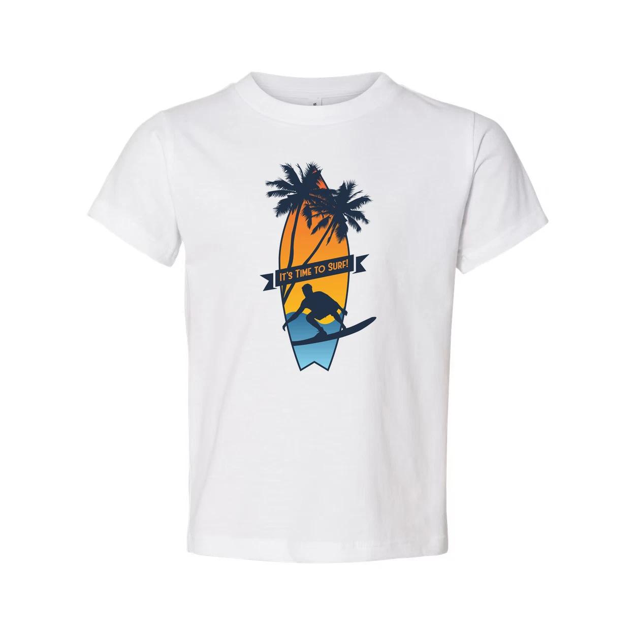 Unisex Surfing Graphic T Shirt With Palm Trees Sunset Surfboard Silhouette And B XL