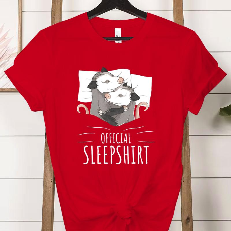 Opossum Official Sleepshirt Graphic T Shirts Women Cute Possum Lover Gift Fashion Casual Tshirt Sleeping Possum Classic Tops