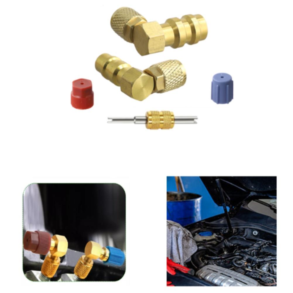 Valve Adapter Kit R12 To R134A Conversion High/Low Pressure AC Adapter Kit Quick Coupler Valve 90° Quick Coupling Valve Fittings