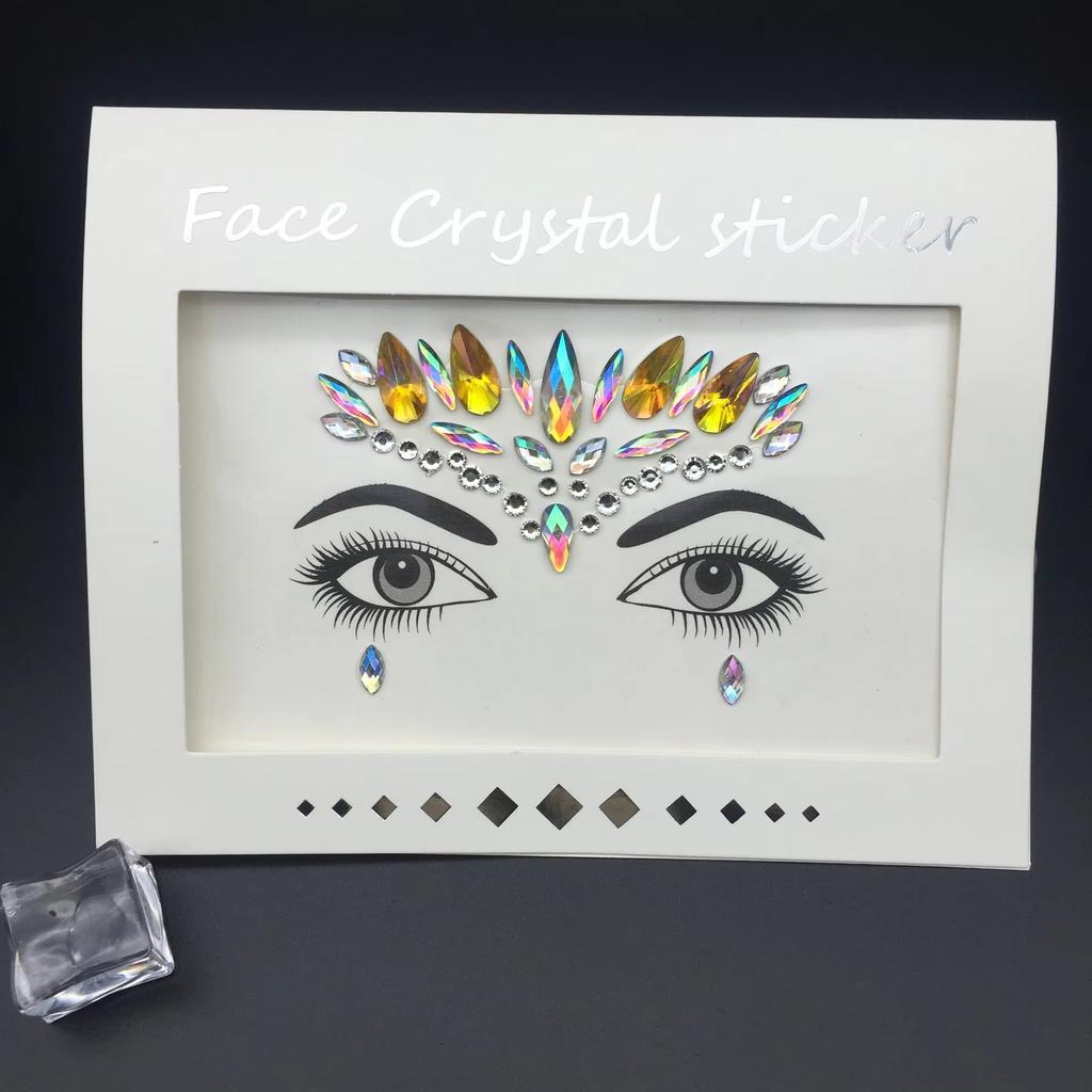 Eco-Friendly Fashion 3D Mermaid Face Gem Crystal Rhinestone Temporary Tattoo Stickers Shiny Glitter for Festival Prom Party
