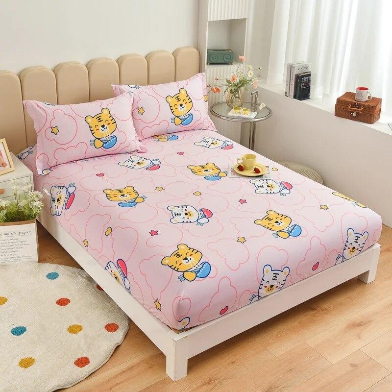 

Простыня на подкладке из 100% хлопка с принтом и эластичным поясом, большая простыня на подгонке 180x200 см, двойной матрас King без наволочки 2pc Pillowcase48x74