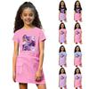 Kinder Sommer Sport T-Shirt und Röcke 2-teiliges Outfit Trainingsanzug Set Kurzarm Print Crop Tops mit Kleiderset