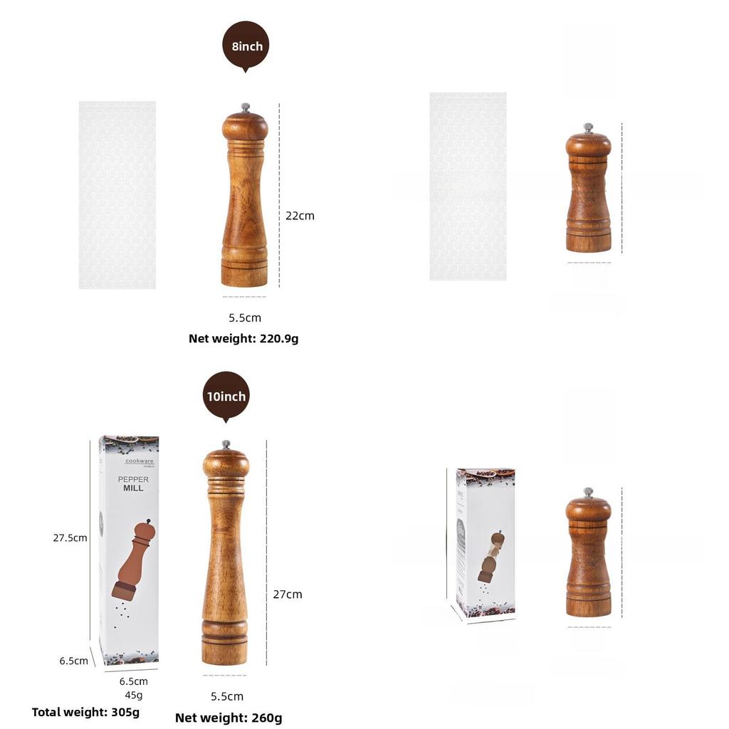 Antique Finish Wooden Spice Grinder With Manual Pepper And Salt Mill For Cooking Enthusiasts