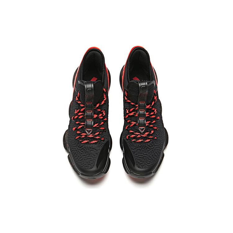 New ANTA Basketball Shoes Men Low Top Black/Neon Bright Dark Red 91931180-3