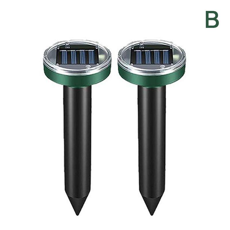 

2 шт. Солнечный ультразвуковой электронный отпугиватель мышей, отпугиватель змей, отпугиватель насекомых, мощная вибрация, встроенная батарея, зарядка от солнца