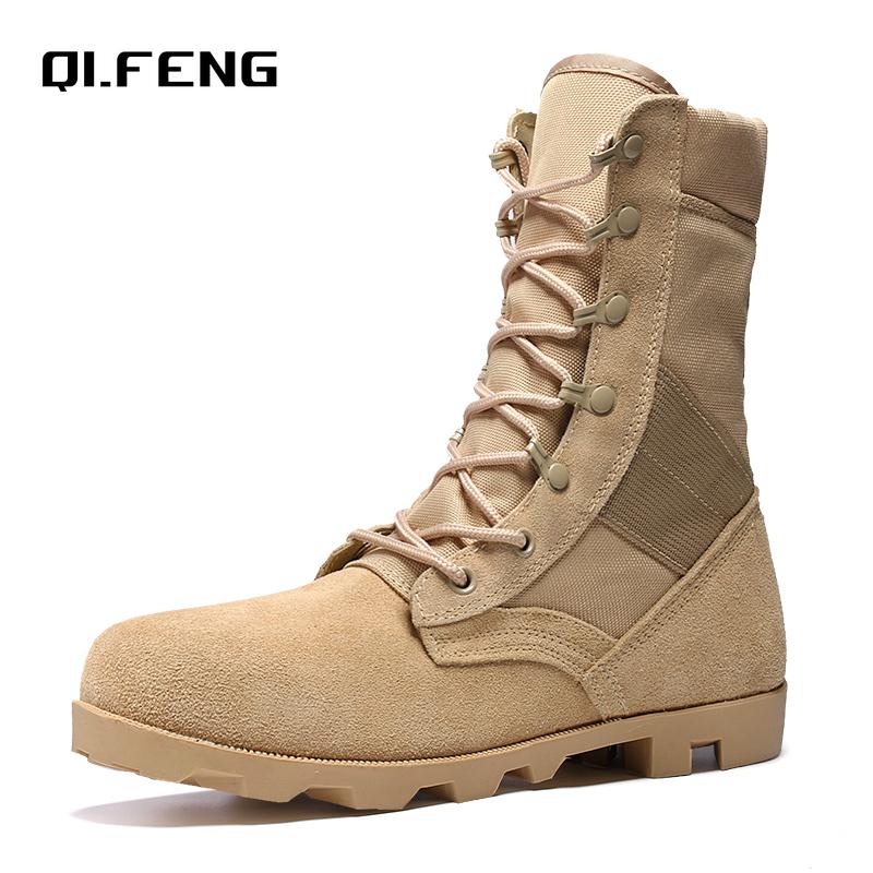 Popular High Top Combat Boots Desert Boots Outdoor Hiking Work Boots Spring and Autumn Anti Slip and Wear-Resistant Footwear