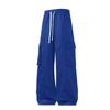 Men's And Women's Casual Solid Color Drawstring Trousers, Men's Loose Sporty Multi-pocket Straight-leg Work Pants