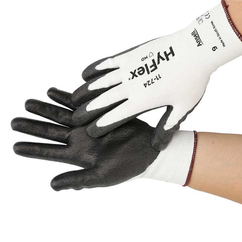 Ansell HyFlex 11724 Перчатки с полиуретановым покрытием, устойчивые к порезам, противоскользящие, уровень 4 стойкости к истиранию, уровень 3 защиты. Model 9