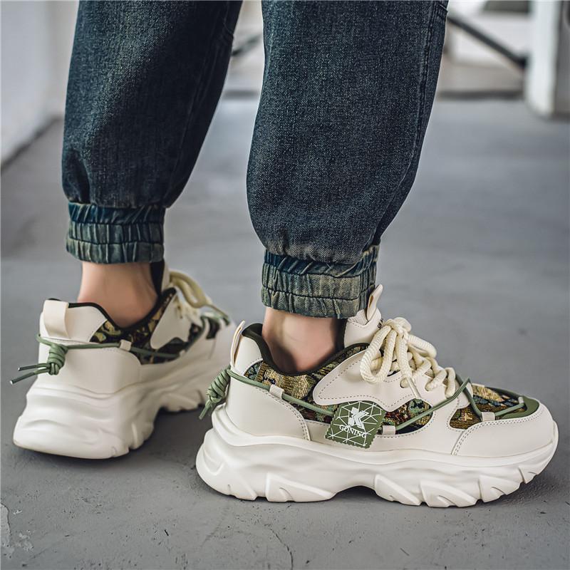 Męskie buty sportowe na grubej podeszwie, modne buty sportowe na co dzień na cztery pory roku, z miękką podeszwą, outdoorowe buty do biegania dla studentów, męskie sneakersy